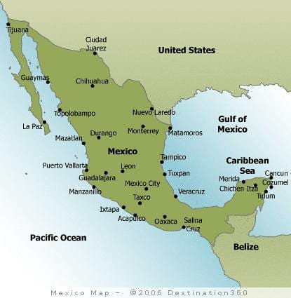 bãi biển ở Mexico bản đồ