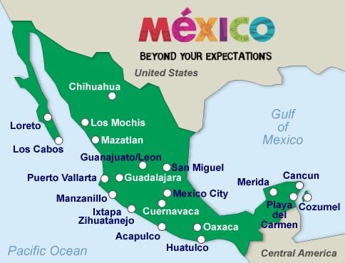 bãi biển mexico bản đồ