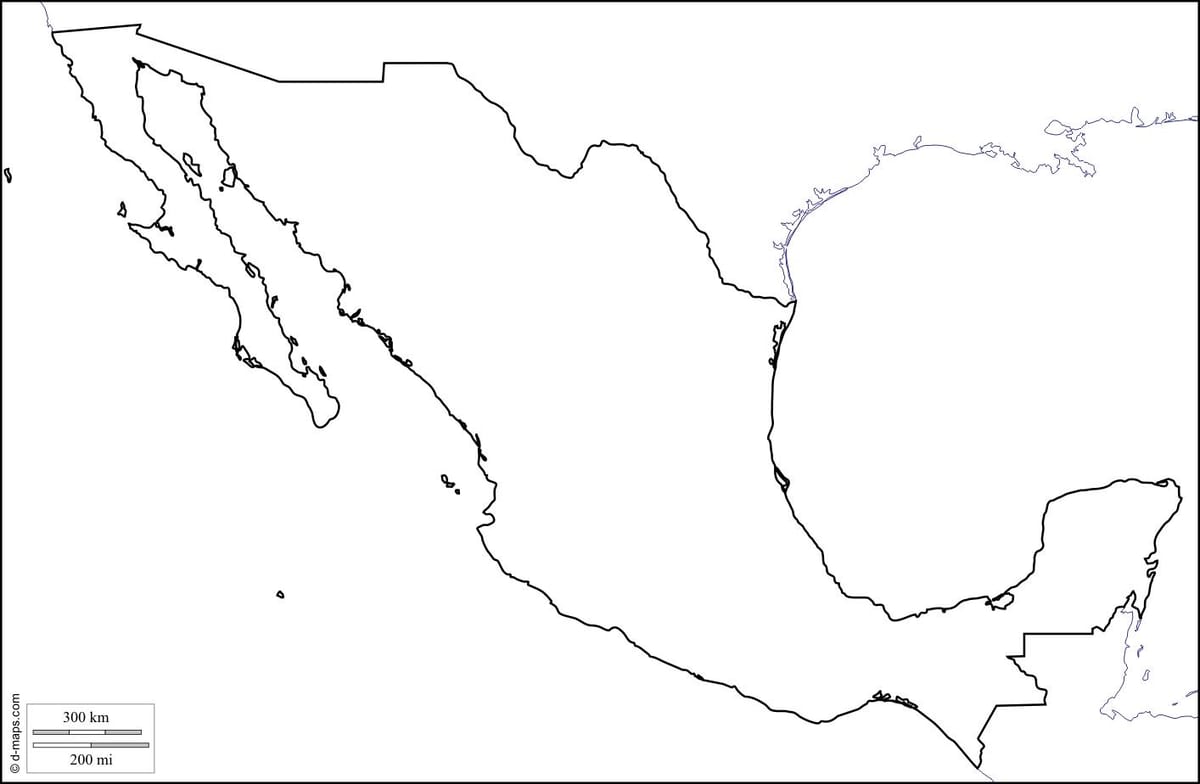 phác thảo bản đồ của Mexico