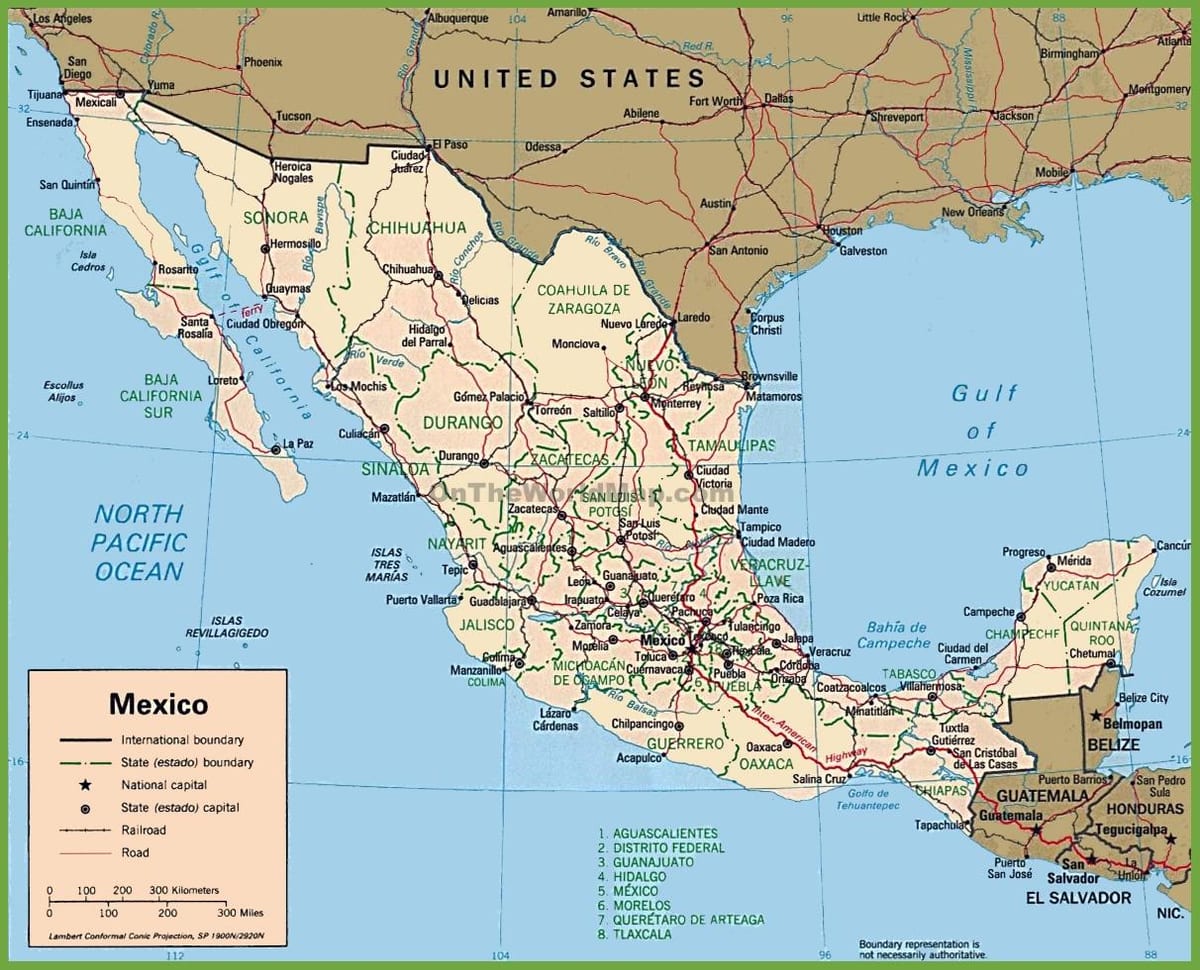 Mexico trong bản đồ