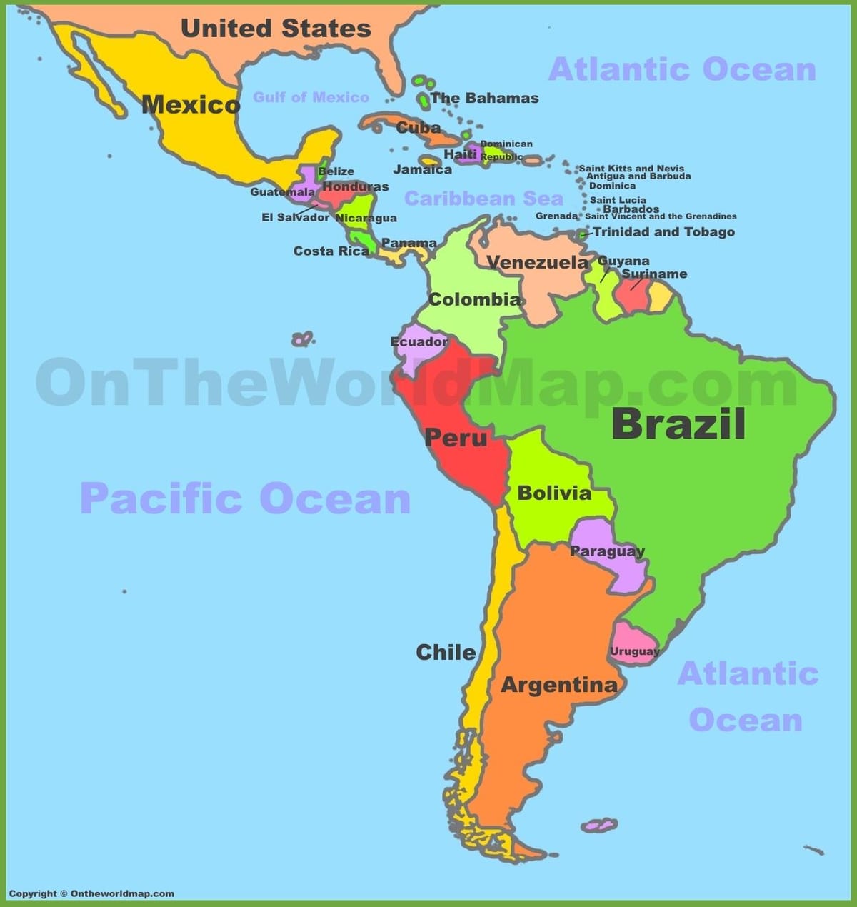 Mexico và nam mỹ bản đồ