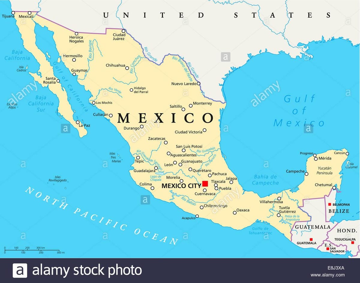 Mexico bản đồ thành phố