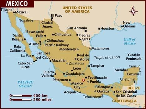 bản đồ của Mexico du lịch