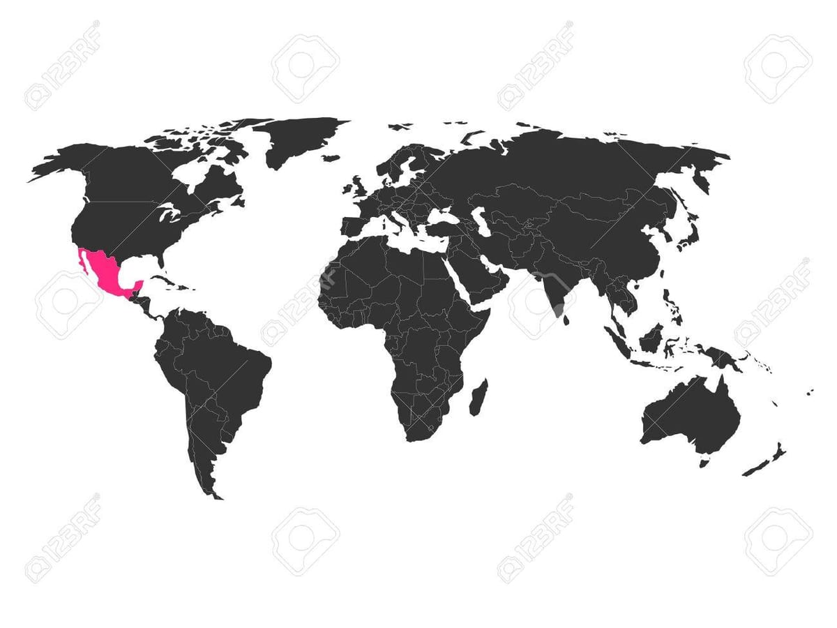Mexico trên bản đồ của thế giới