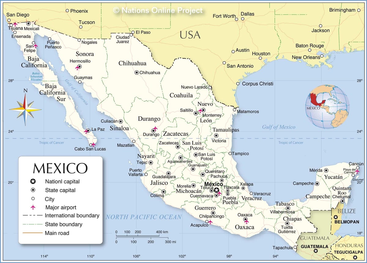biên giới Mexico bản đồ