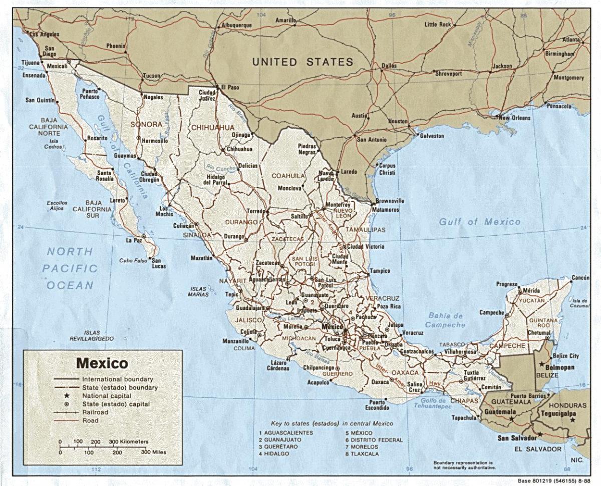 bản đồ của bờ biển Mexico,
