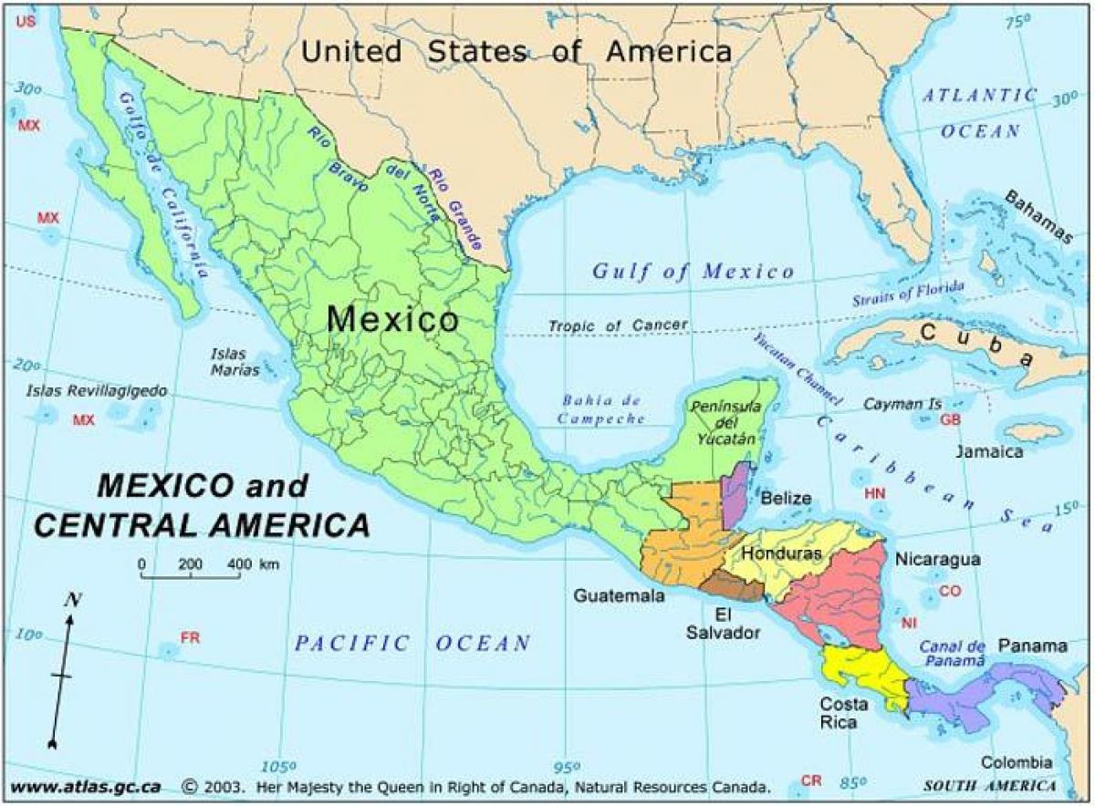 bản đồ Mexico và trung mỹ