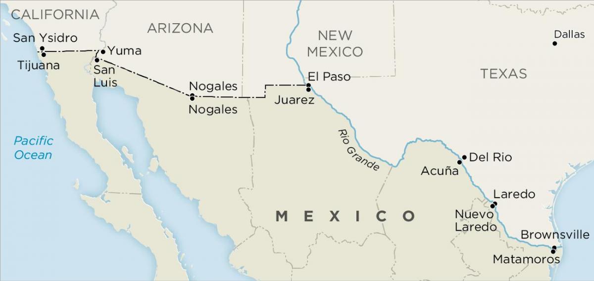 chúng tôi và biên giới Mexico bản đồ