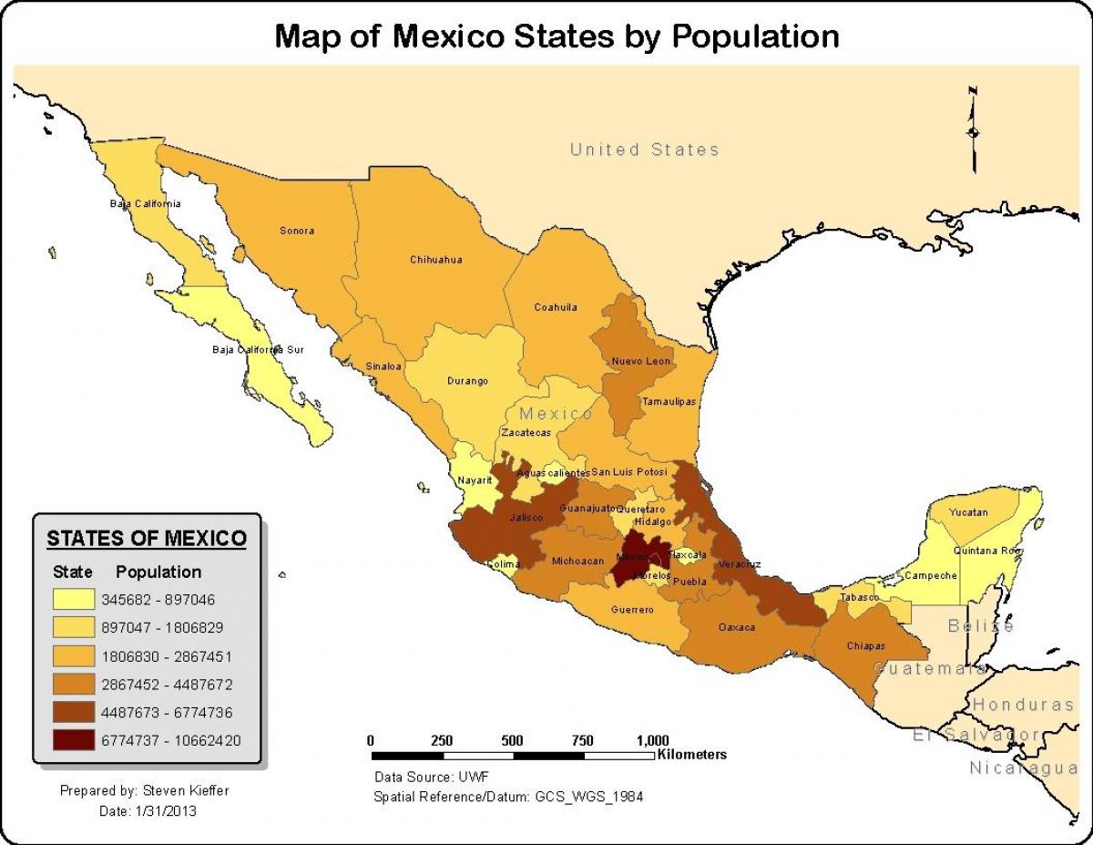 Mexico bản đồ dân