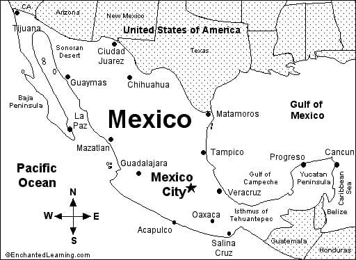 in bản đồ Mexico