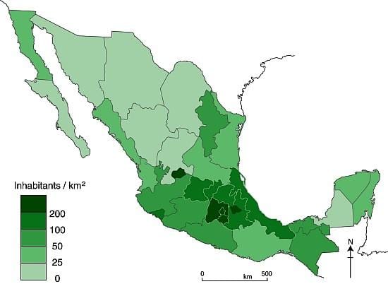 mật độ dân bản đồ của Mexico