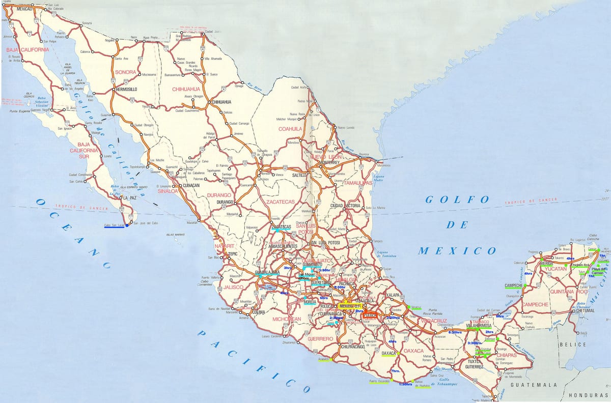 bản đồ của đường Mexico