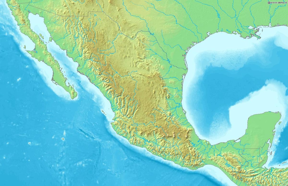 bản đồ của Mexico địa hình
