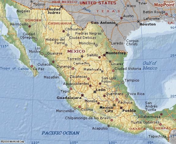 địa lý của Mexico bản đồ