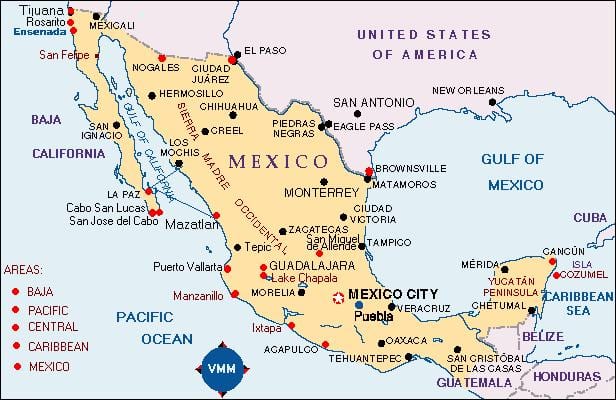 bản đồ của Mexico điểm nghỉ
