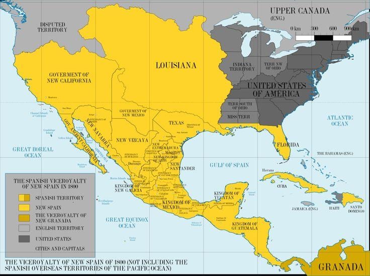 bản đồ của Mexico 1800
