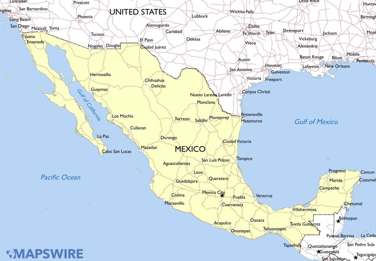 bản đồ của Mexico cơn bão
