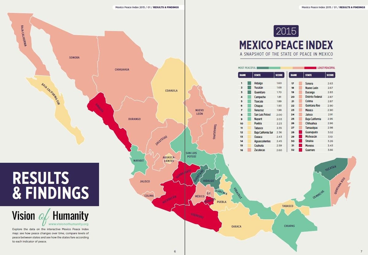 bạo lực ở Mexico bản đồ