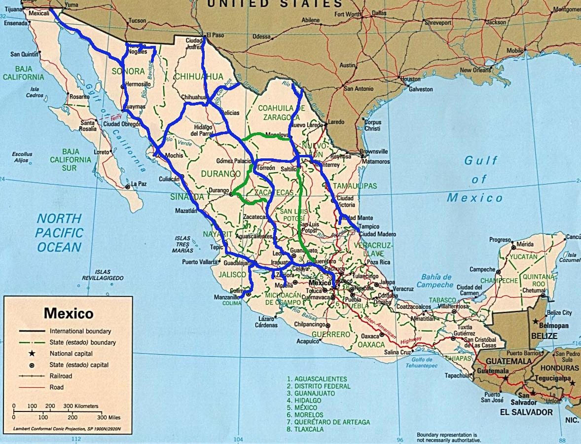 Mexico đào tạo bản đồ