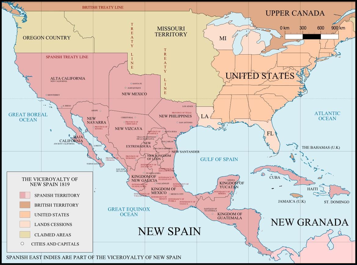 Mexico 1821 bản đồ