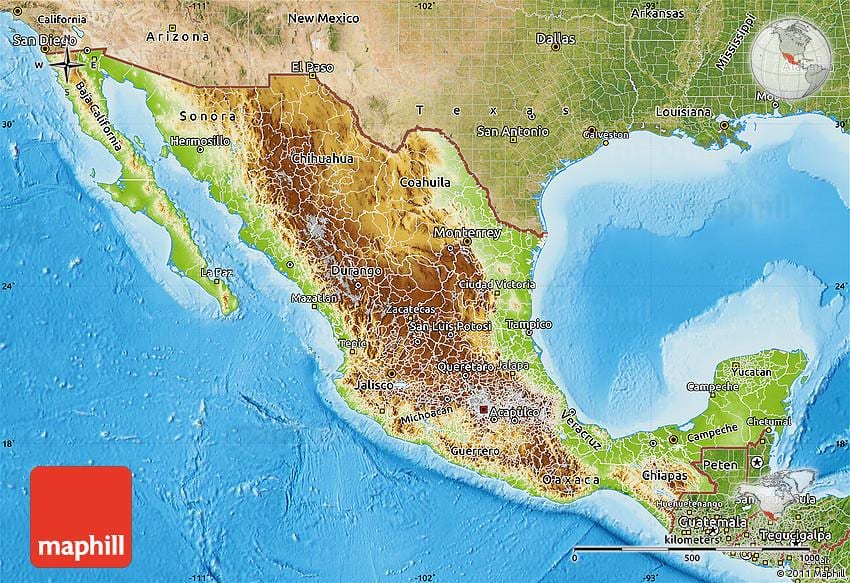 bản đồ cứu trợ của Mexico