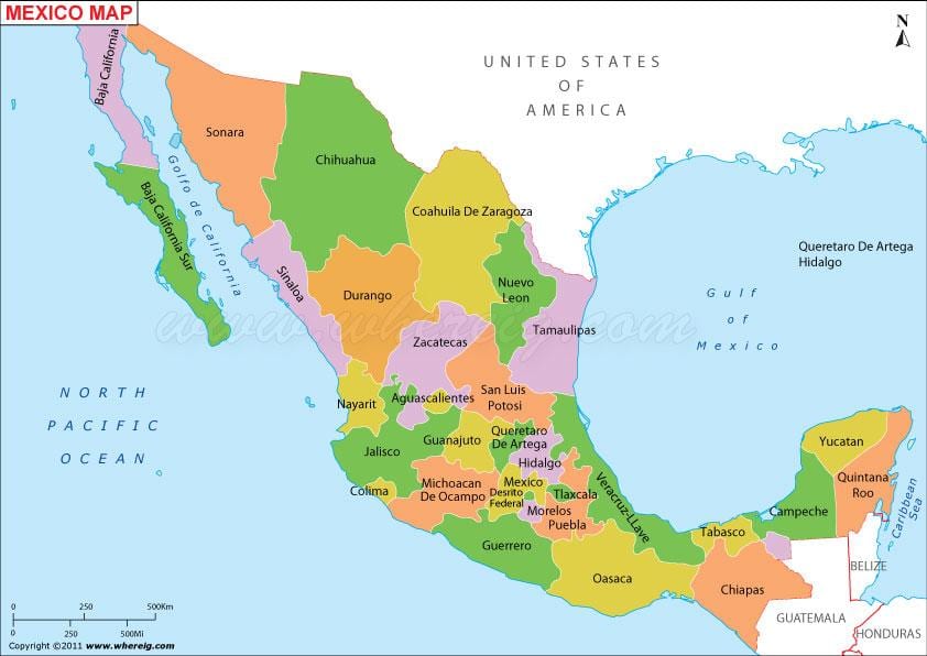 chính trị Mexico bản đồ
