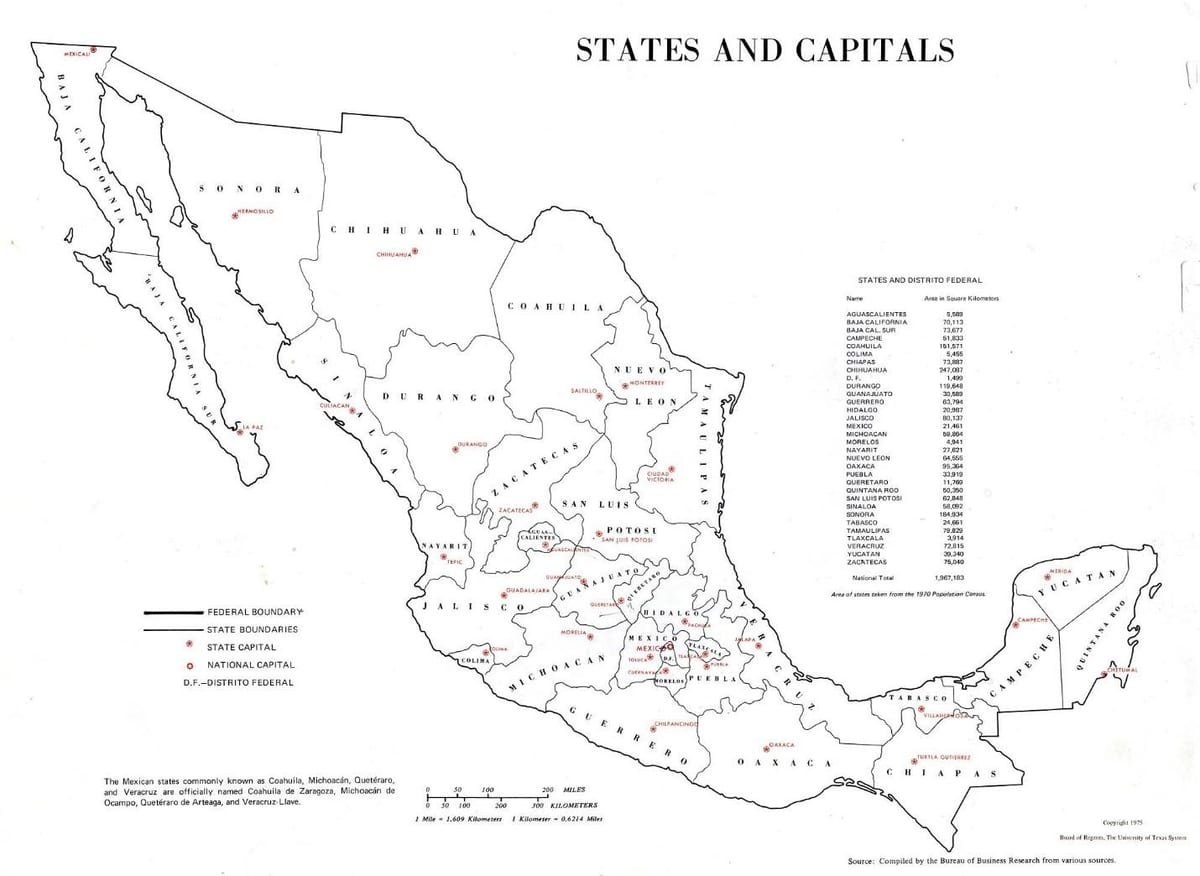 có nhãn bản đồ của Mexico