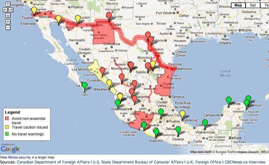 bản đồ của Mexico đi du lịch