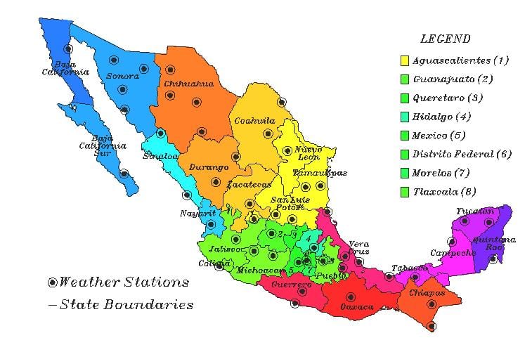 thời tiết bản đồ của Mexico