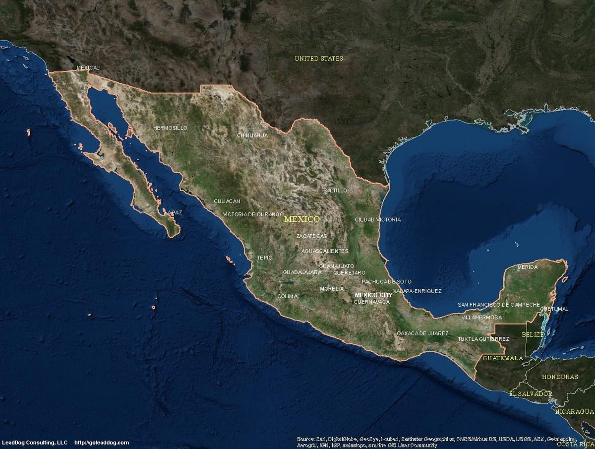 bản đồ vệ tinh Mexico
