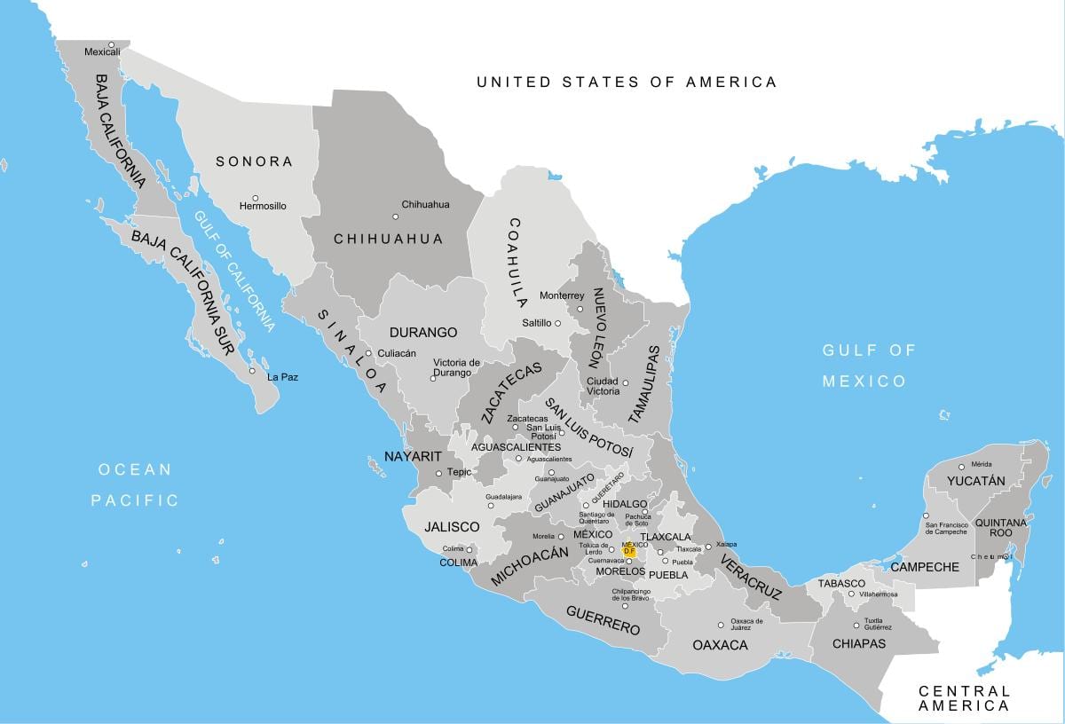 bản đồ của Mexico bộ phận