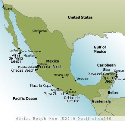 đông bờ biển Mexico bản đồ