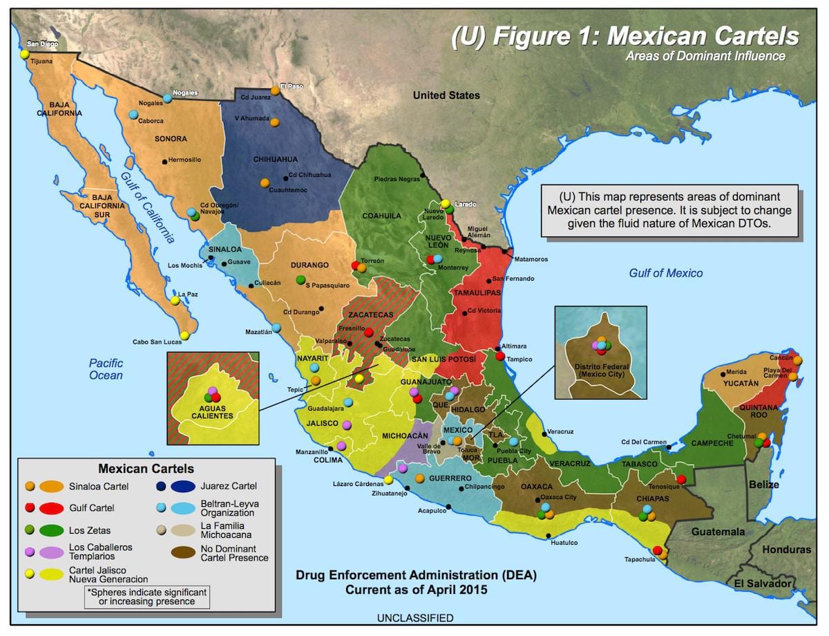 cartel mexico bản đồ