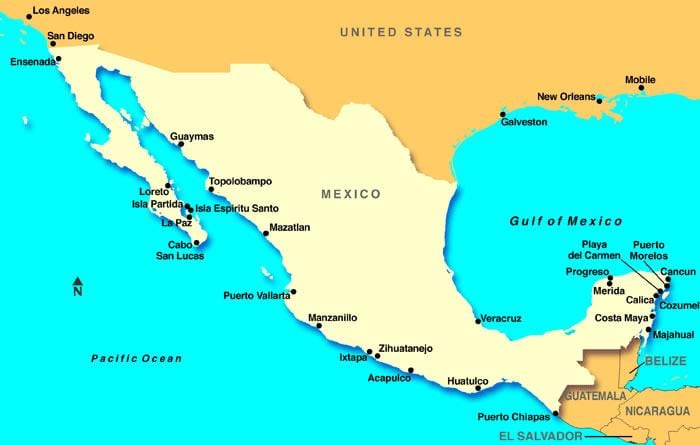 bản đồ của Mexico cruise cổng