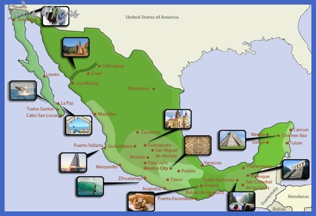 bản đồ của Mexico điểm du lịch