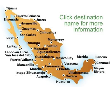 khu nghỉ mát ở Mexico bản đồ