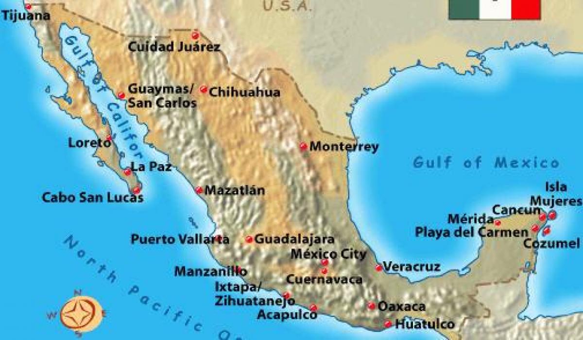 Mexico đến nghỉ bản đồ