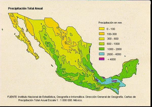 bản đồ của Mexico mưa