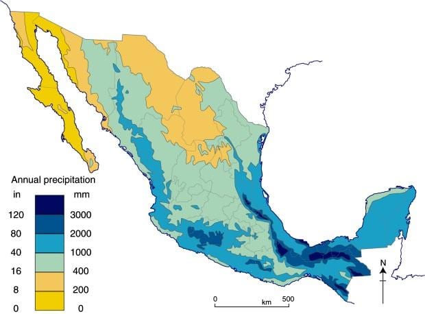 bản đồ của Mexico mưa