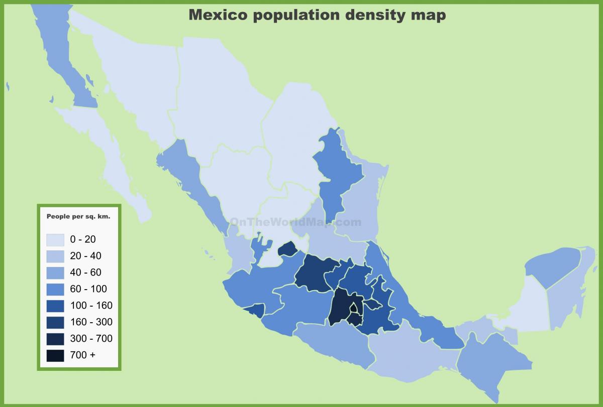 mật độ dân bản đồ Mexico