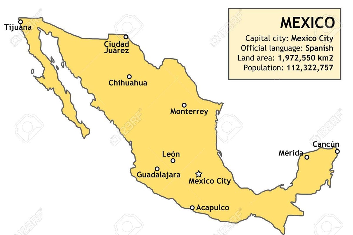Mexico bản đồ nước