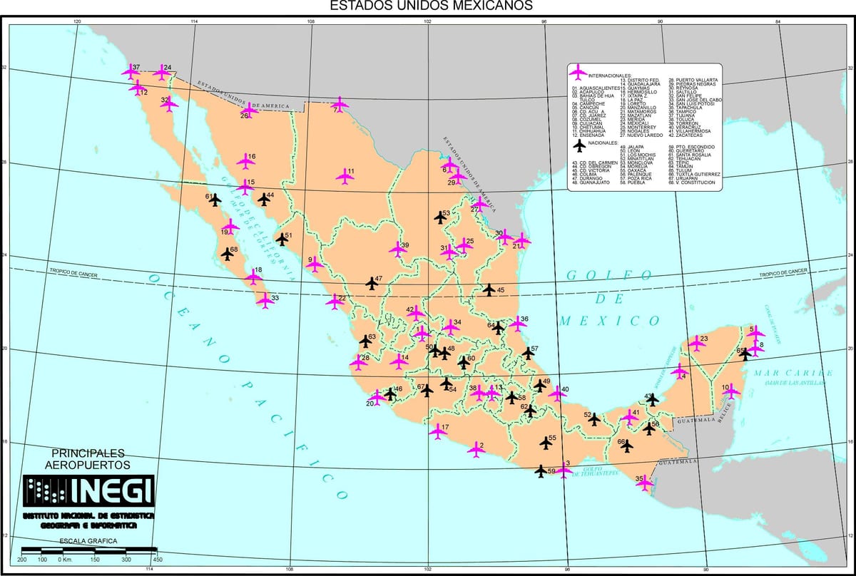 bản đồ Mexico sân bay