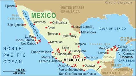 Mexico sân bay quốc tế bản đồ