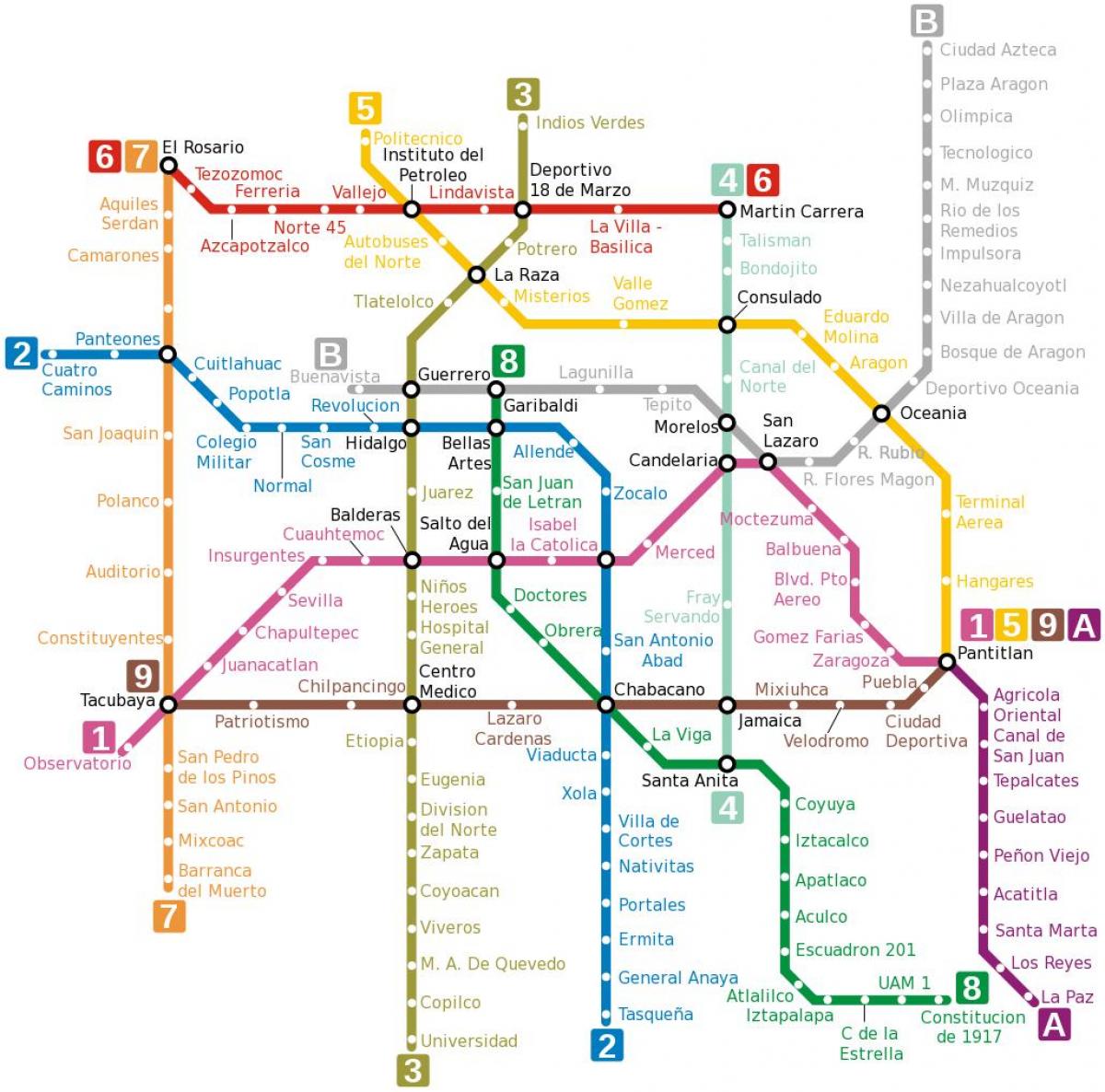 tàu điện ngầm bản đồ Mexico