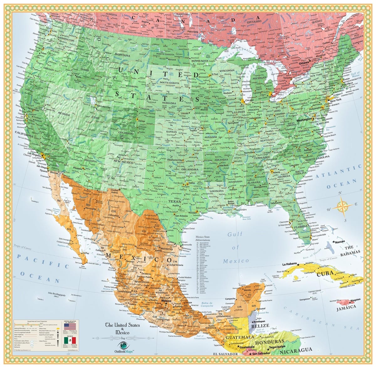 chúng tôi và Mexico bản đồ