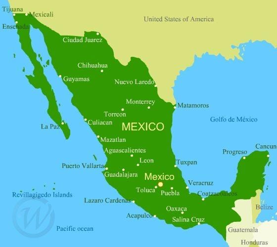 bờ biển phía tây của Mexico bản đồ