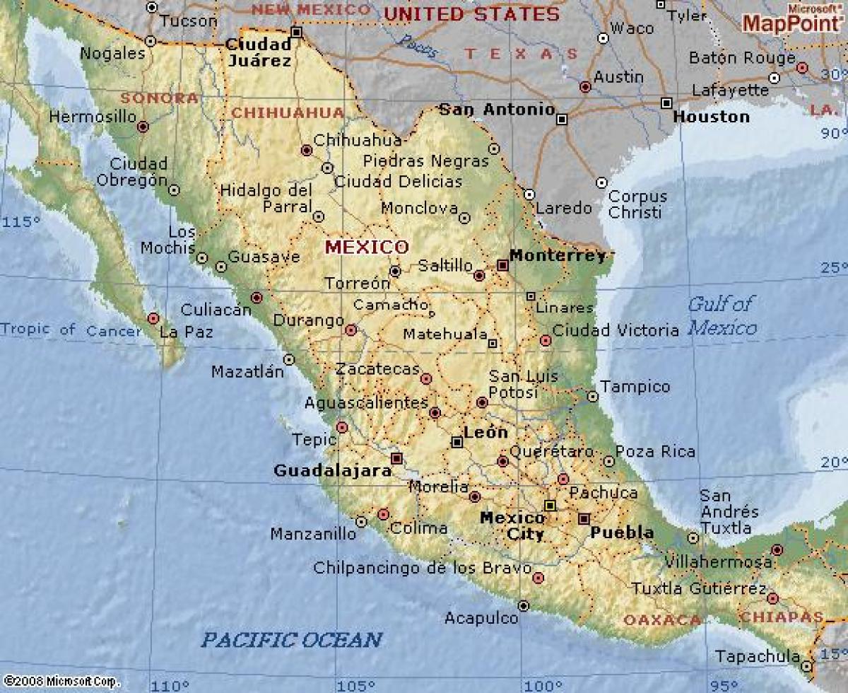 địa lý của Mexico bản đồ