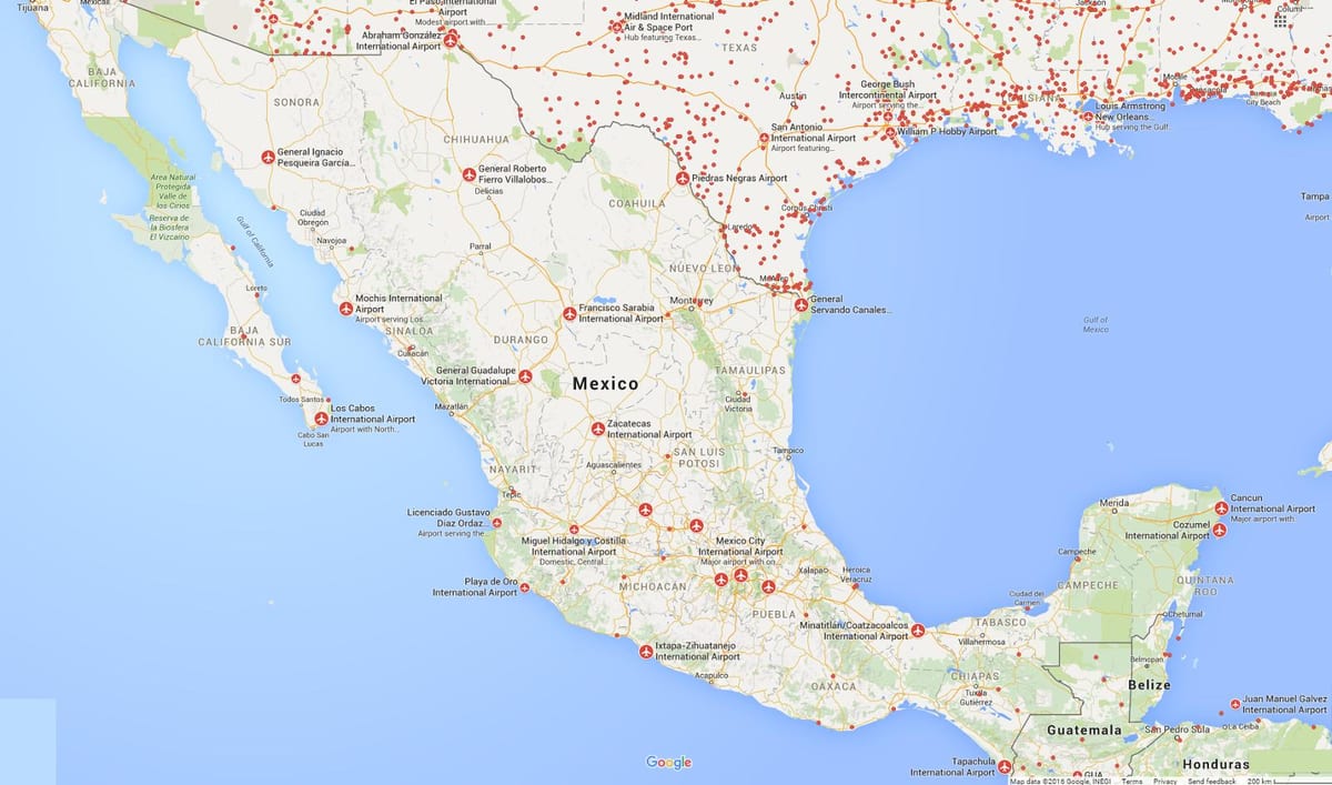 sân bay Mexico bản đồ
