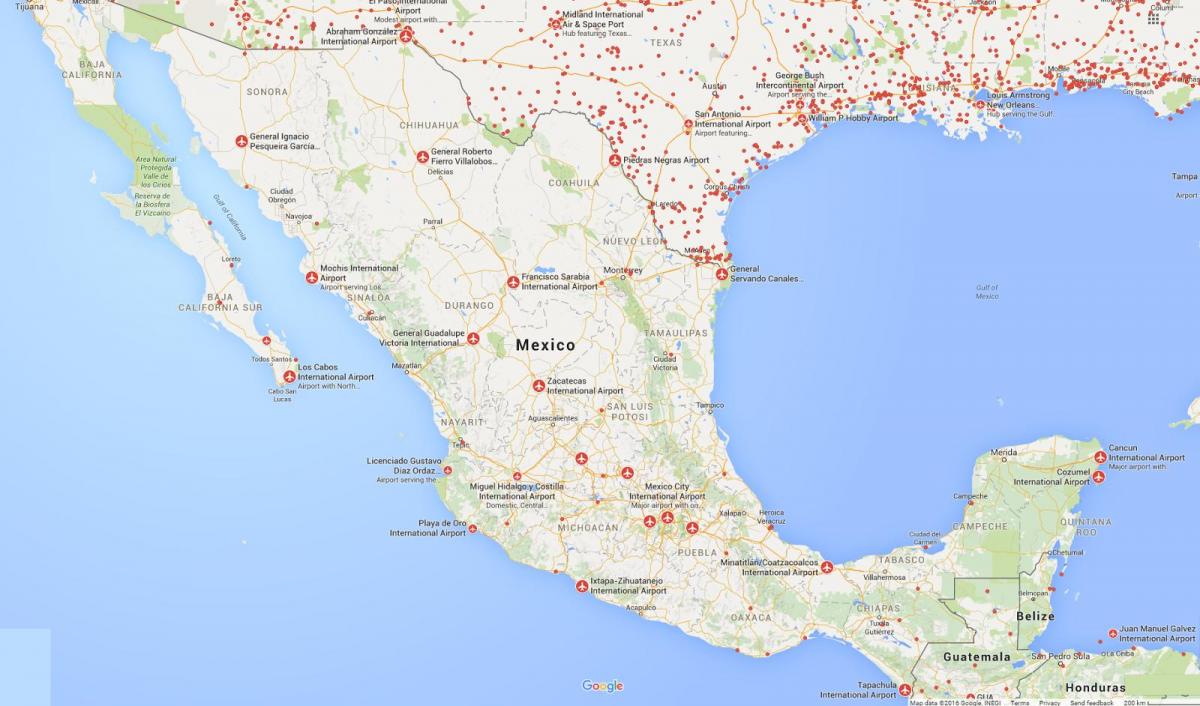 sân bay Mexico bản đồ