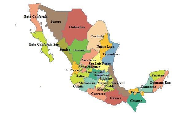 bản đồ của Mexico tỉnh